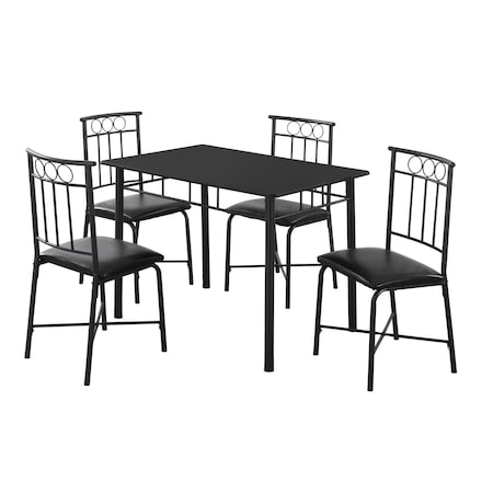 Monarch Specialties Dining Set - 5Pcs Set / Black Metal And Top I 1018